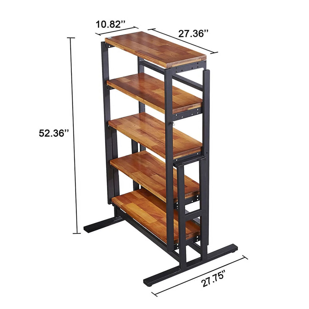 Extendable Solid Wood Dining Table and Book Shelf S33422