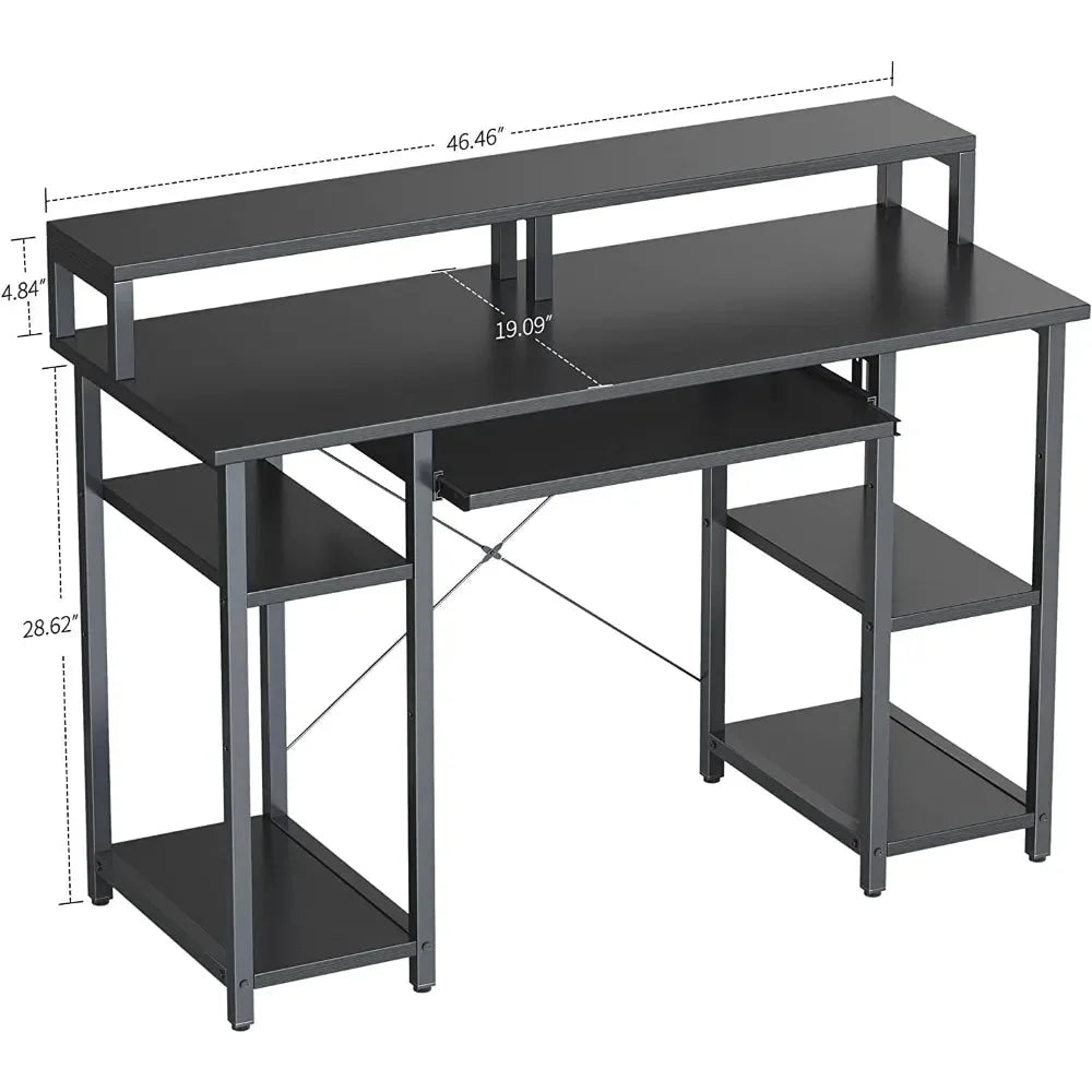 47 Inch White Computer Desk with Storage Shelves X91388