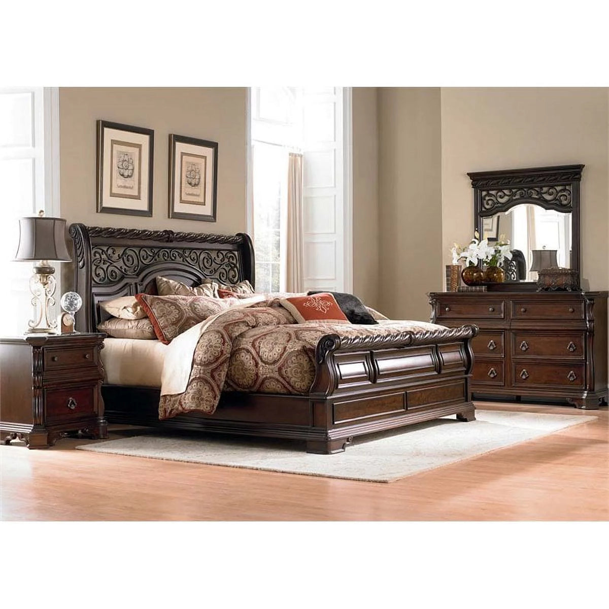 King 4 Piece Sleigh Bedroom Set R763