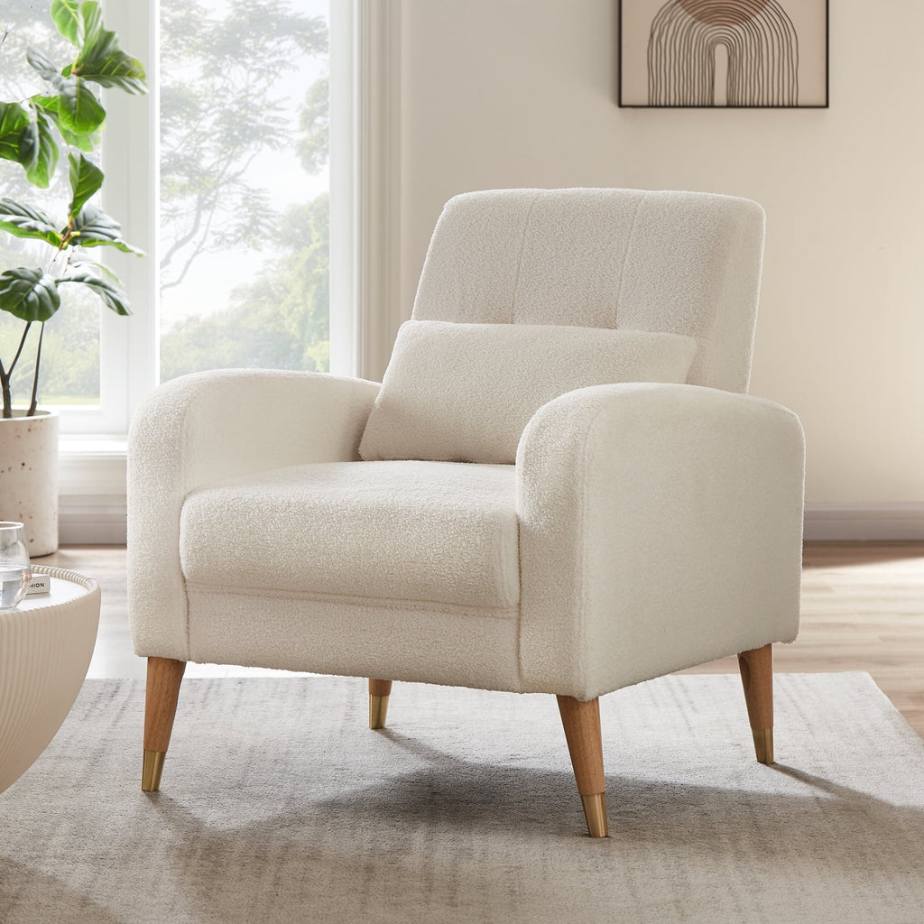 White Upholstered Accent Chair with Metal Legs B8585