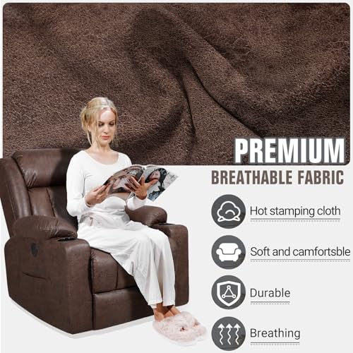 Brown Massage Rocking Recliner Chair with Heat and USB K689620