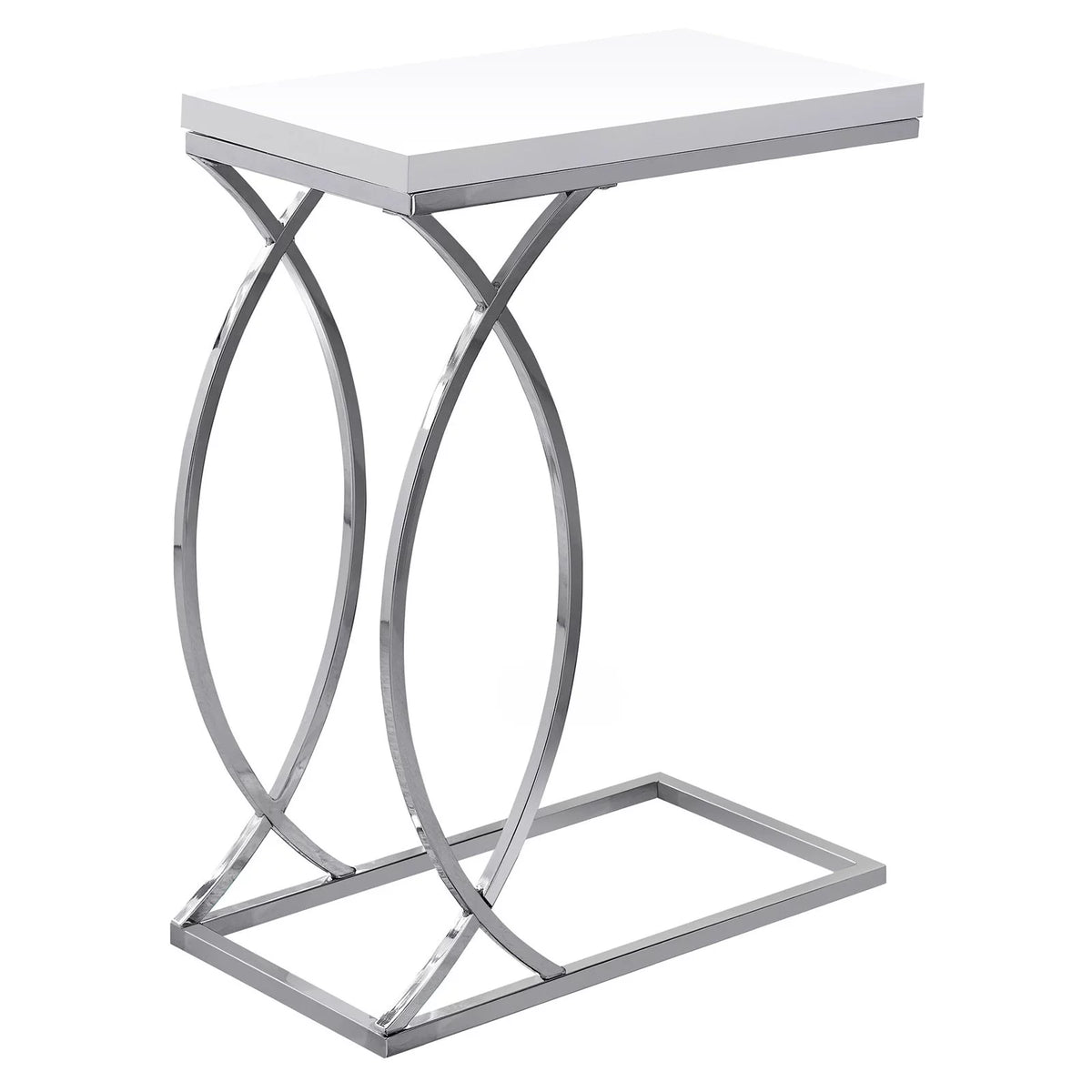 C-shaped Glossy White Laminate Accent Table O16060