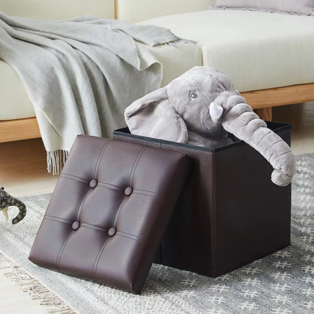 15 inches Folding Storage Ottoman Bench with 55L Storage Space N25195