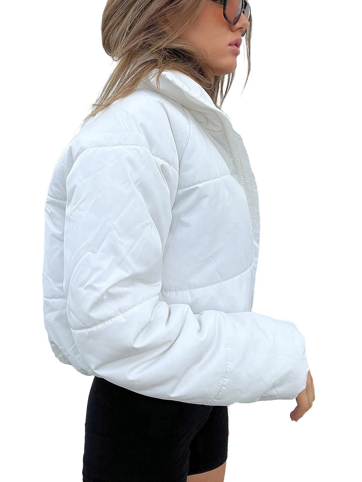 Solid Color Long Sleeve Puffer Coat N1010