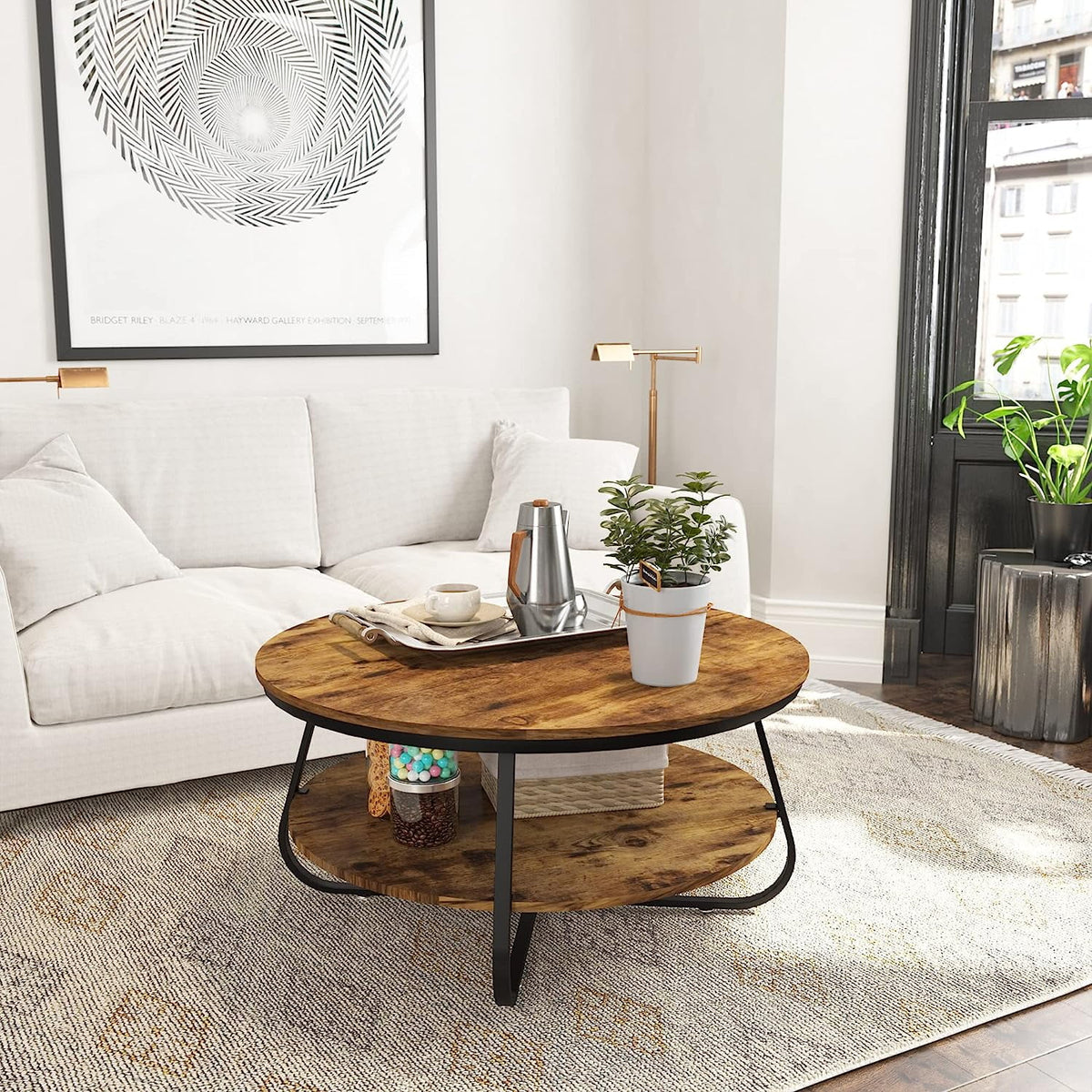 35.8 Inch Wood Coffee Table with Storage E442286