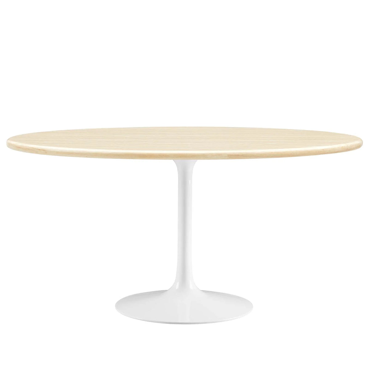 White Oval Artificial Travertine Dining Table M807