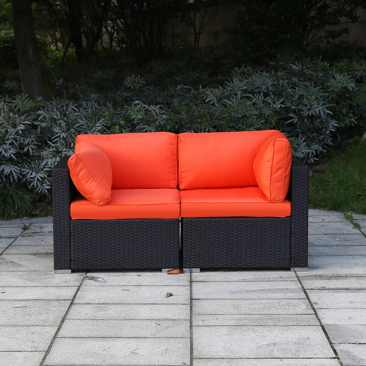 Orange 2 Piece Wicker Rattan Outdoor Sofa Set G7265