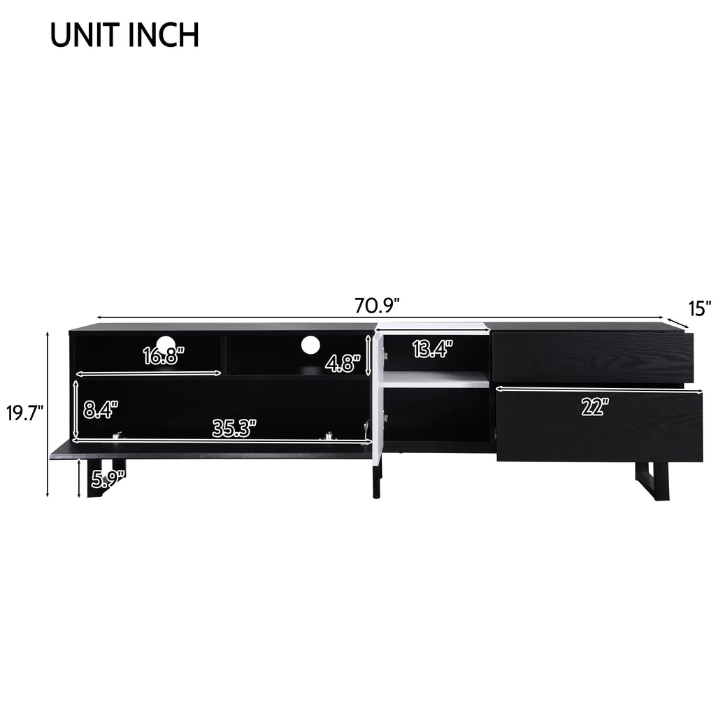 Black TV Stand with Double Storage Space T643