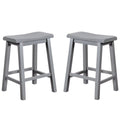 2 Piece Solid Wood Saddle Counter Stool Set in Gray X42132