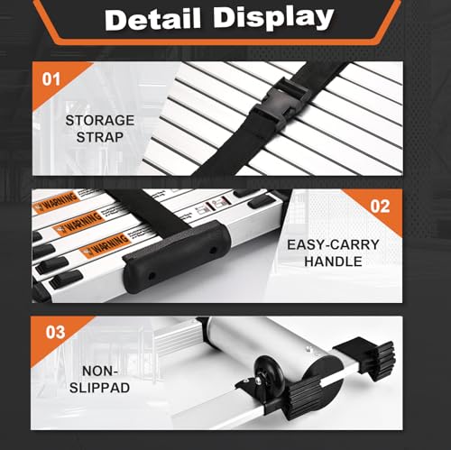 12.5 FT Aluminum Telescoping Ladder 330lbs A6998