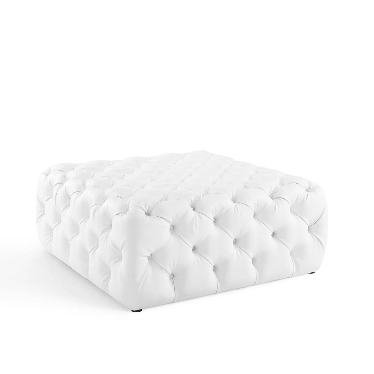 White Faux Leather Tufted Accent Chair Ottoman H60410