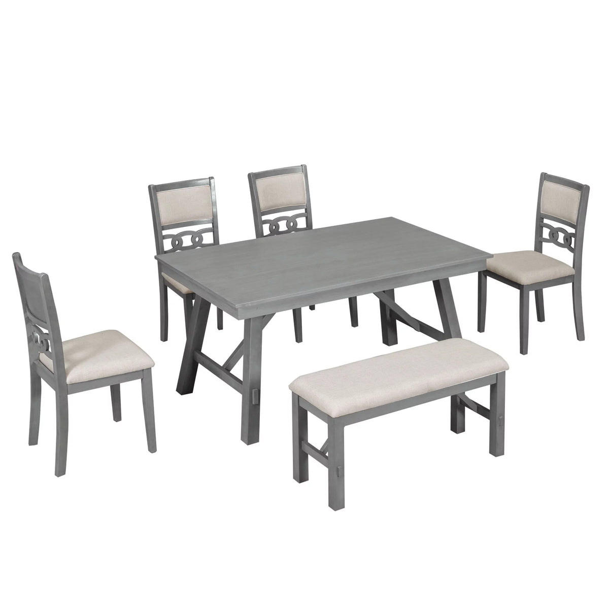 Brown 5 Piece Round Extendable Wood Dining Table Set with 4 Upholstered Chairs L4097