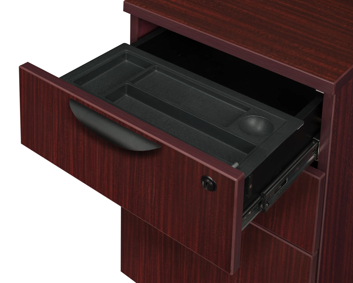71 x 59 in. Double Pedestal Left Corner Credenza and Hutch- Mahogany D935