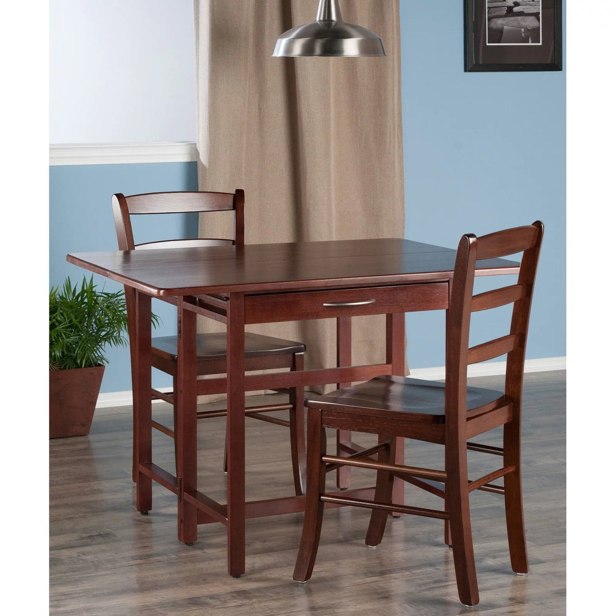 3-Pc Drop Leaf Dining Table with 2 Ladder Back Chairs U792268