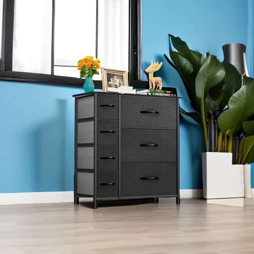 7 Drawer Fabric Storage Dresser with Wooden Top U85440