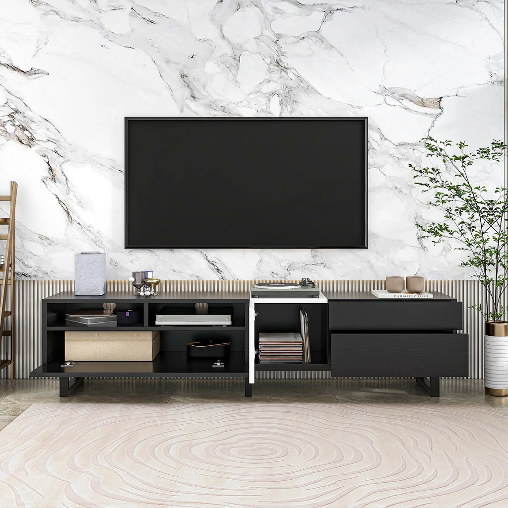 Black TV Stand with Double Storage Space T643
