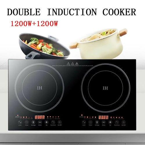 1200W Dual Burners Electric Cooktop Black Z176061