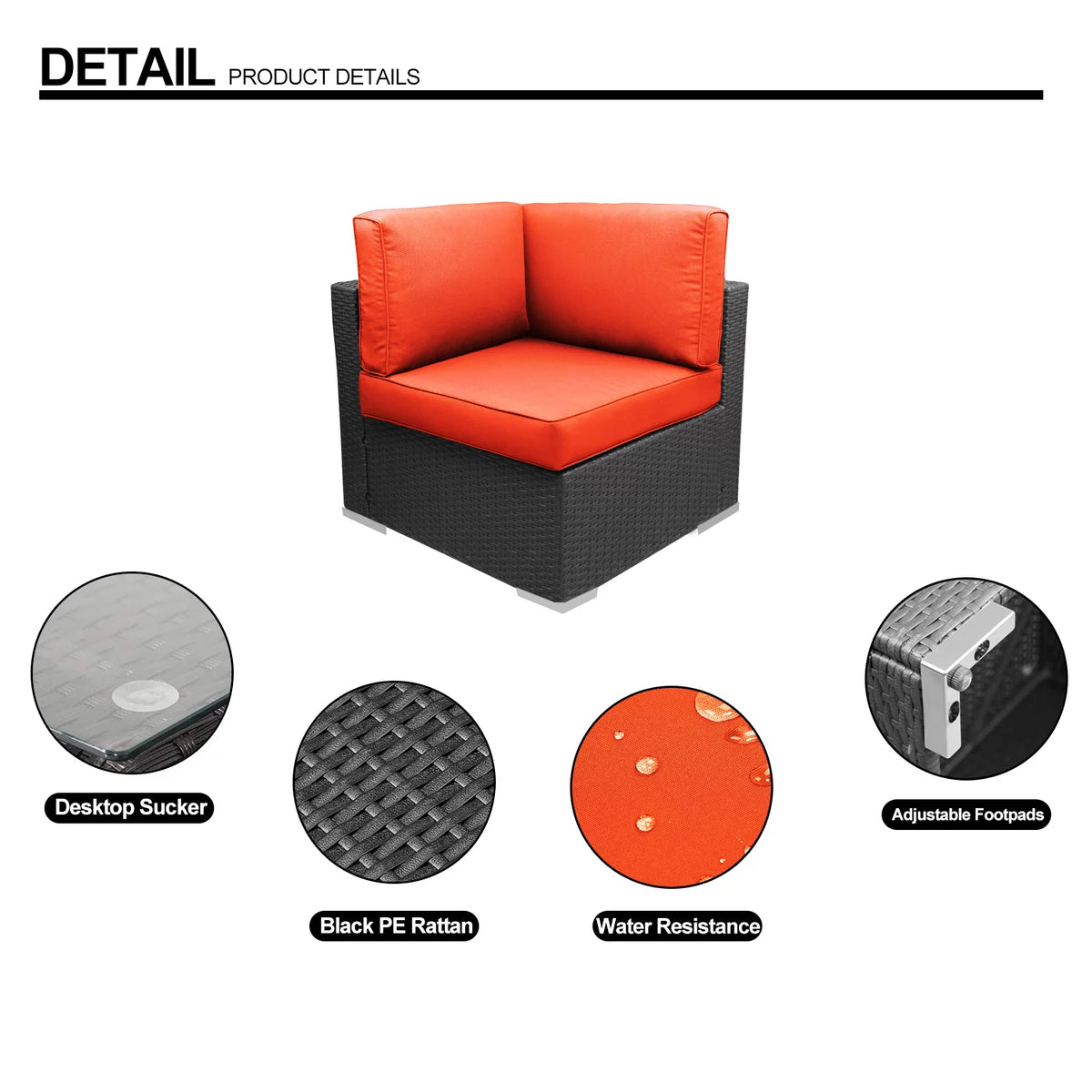 Orange 2 Piece Wicker Rattan Outdoor Sofa Set G7265