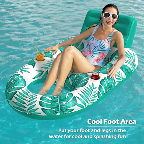 Inflatable Pool Float Lounger with Cup Holders Y485375