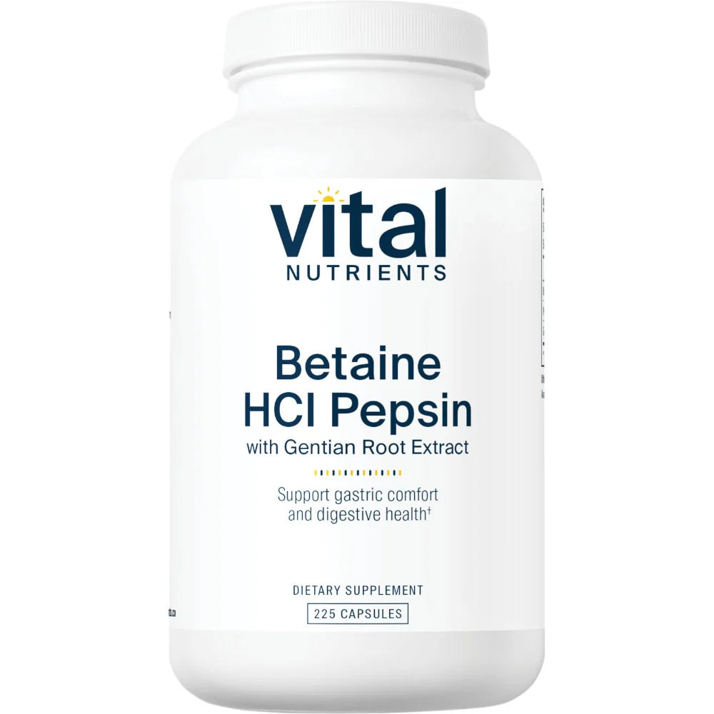 Betaine HCL with Pepsin & Gentian 225 Capsules I37549