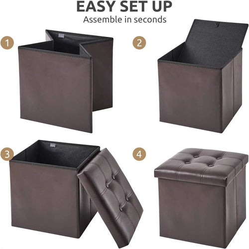 15 inches Folding Storage Ottoman Bench with 55L Storage Space N25195