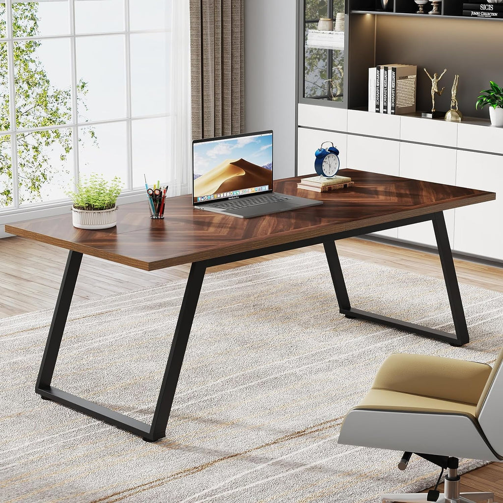 63" Brown Computer Desk with Thickened Frame K416351