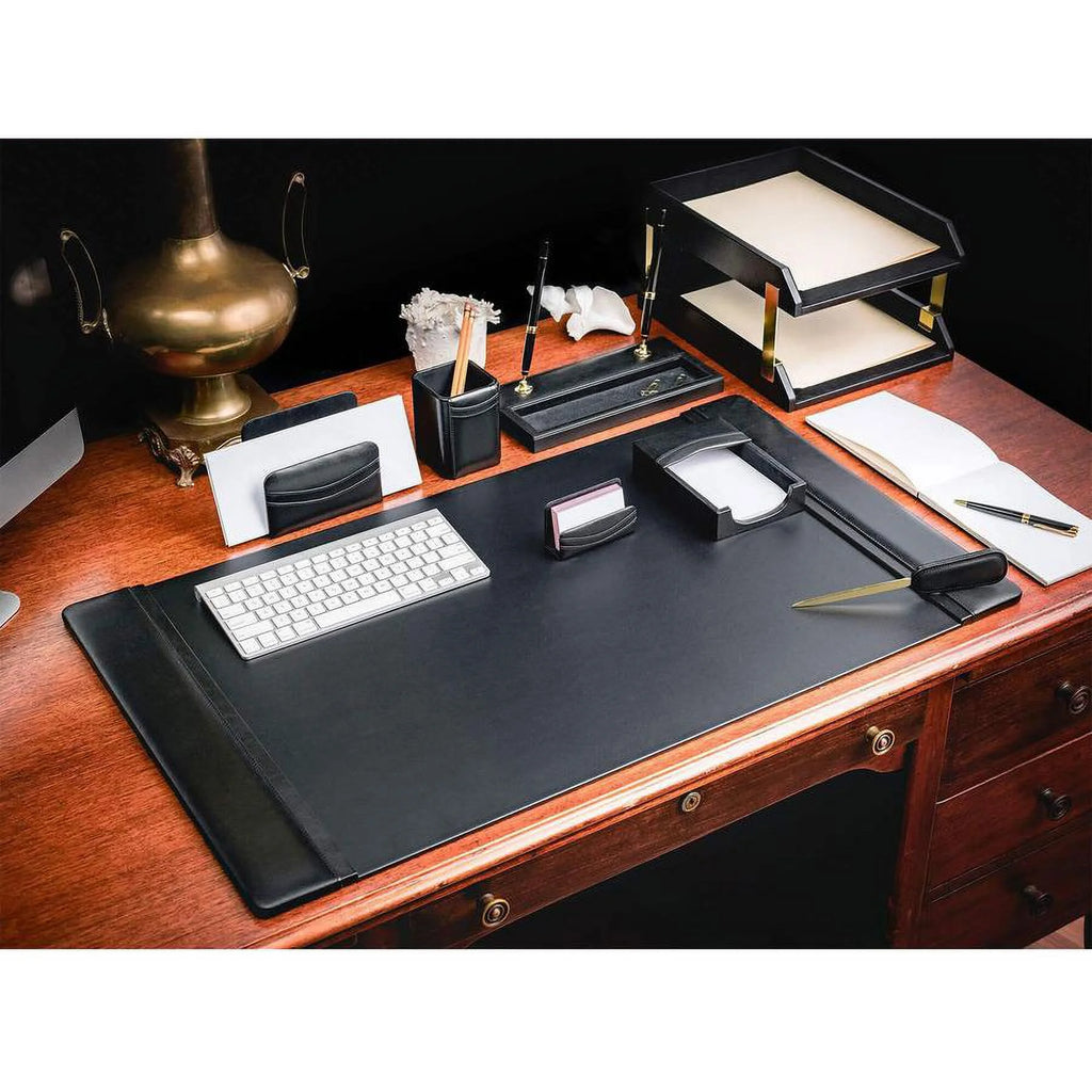 Black Leather 10-Piece Desk Set B968