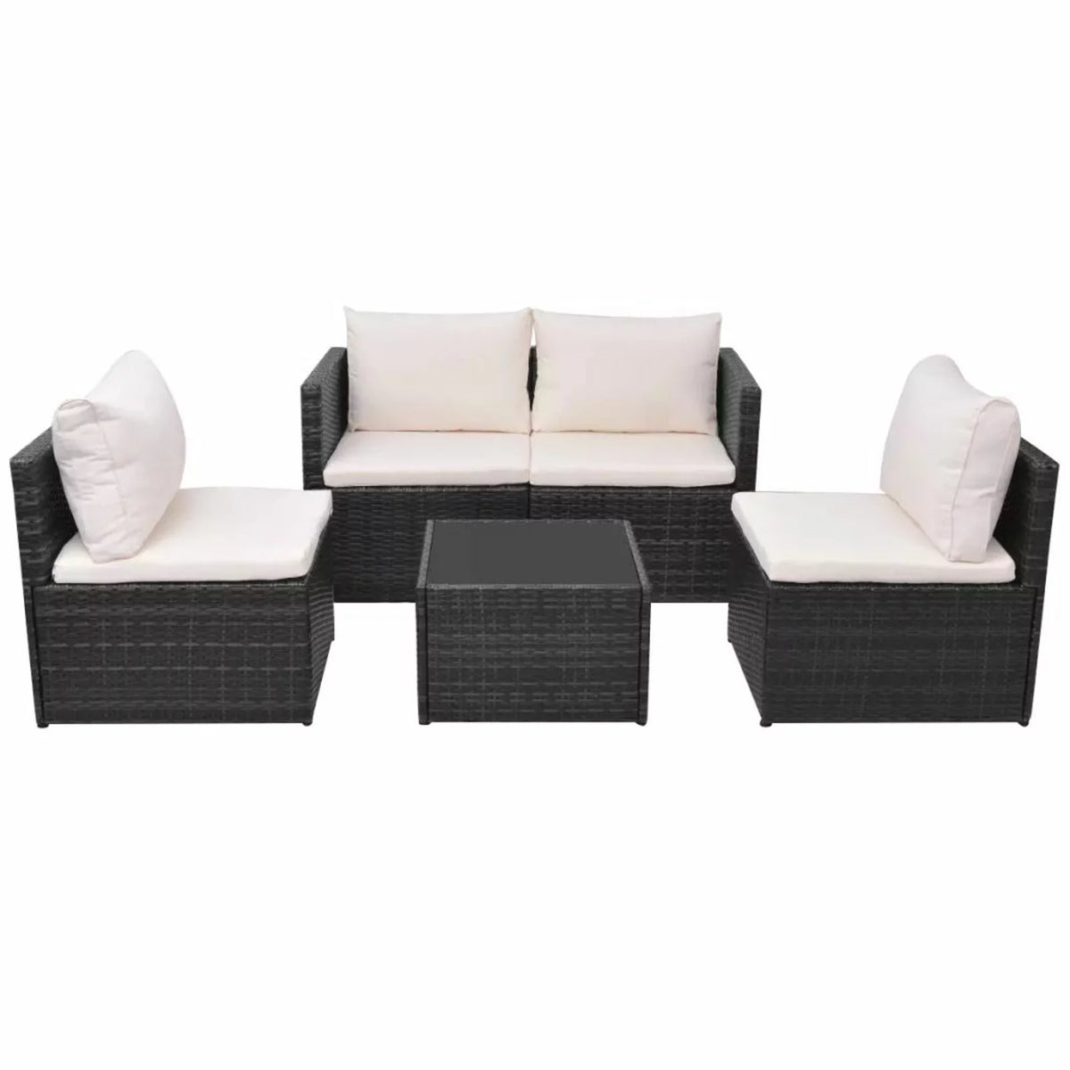 Black Poly Rattan 5 Piece Patio Set L9313