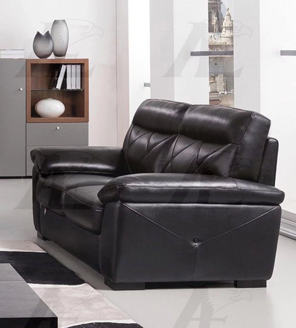 Black Italian Leather Sofa and Loveseat Set X64419