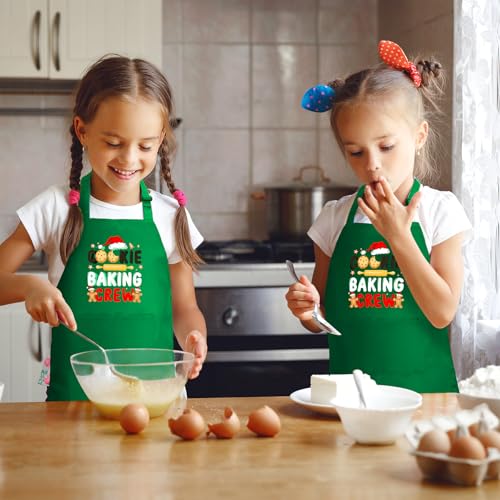 4 Pack Green Christmas Aprons with Pockets W220