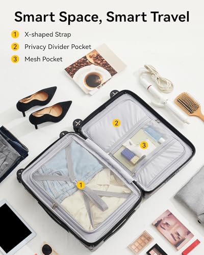 Polycarbonate Expandable Hard Shell Spinner Luggage Charcoal Metallic Z29247