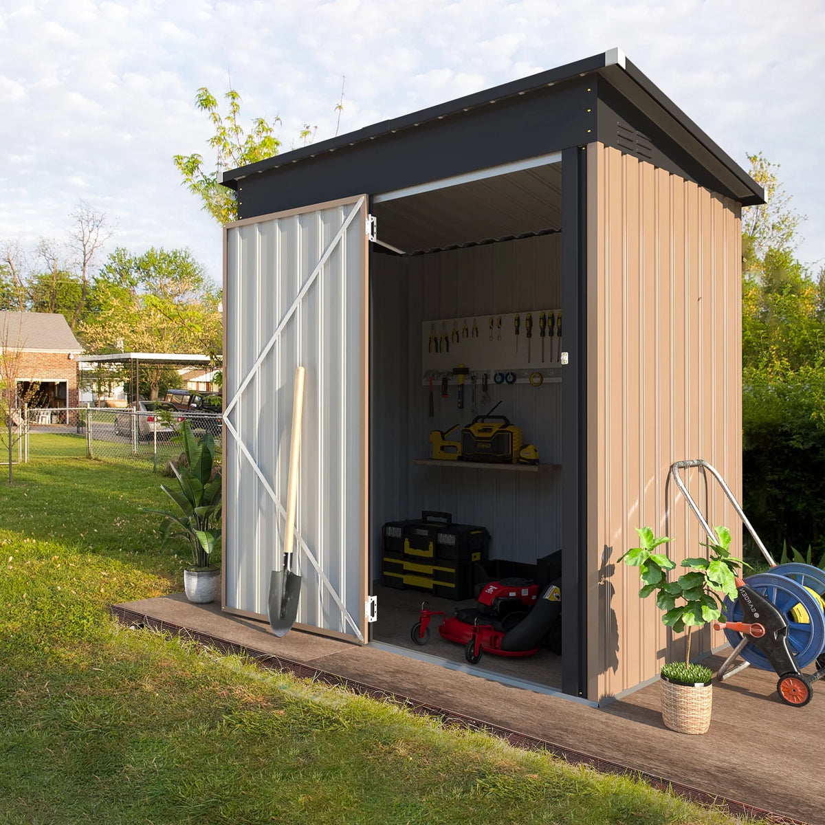 5 x 3 ft. Metal Steel Storage Shed with Sliding Roof & Lockable Door P788