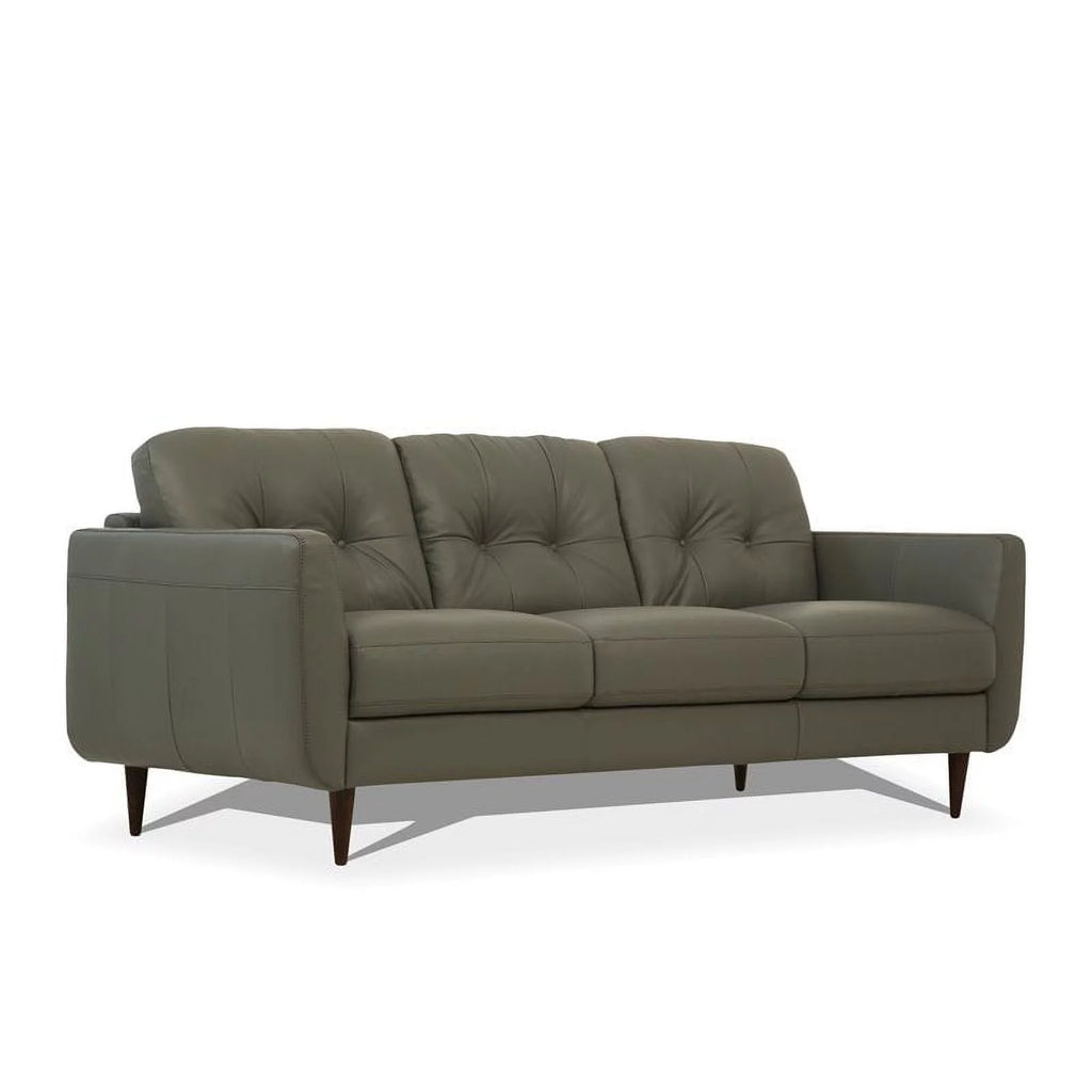 Tufted Leather Sofa in Pesto Green W9456