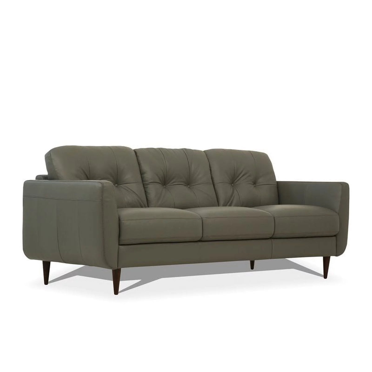 Tufted Leather Sofa in Pesto Green W9456