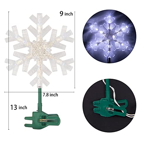 9 inch Lighted Christmas Tree Topper with 15 White LED Lights U11127