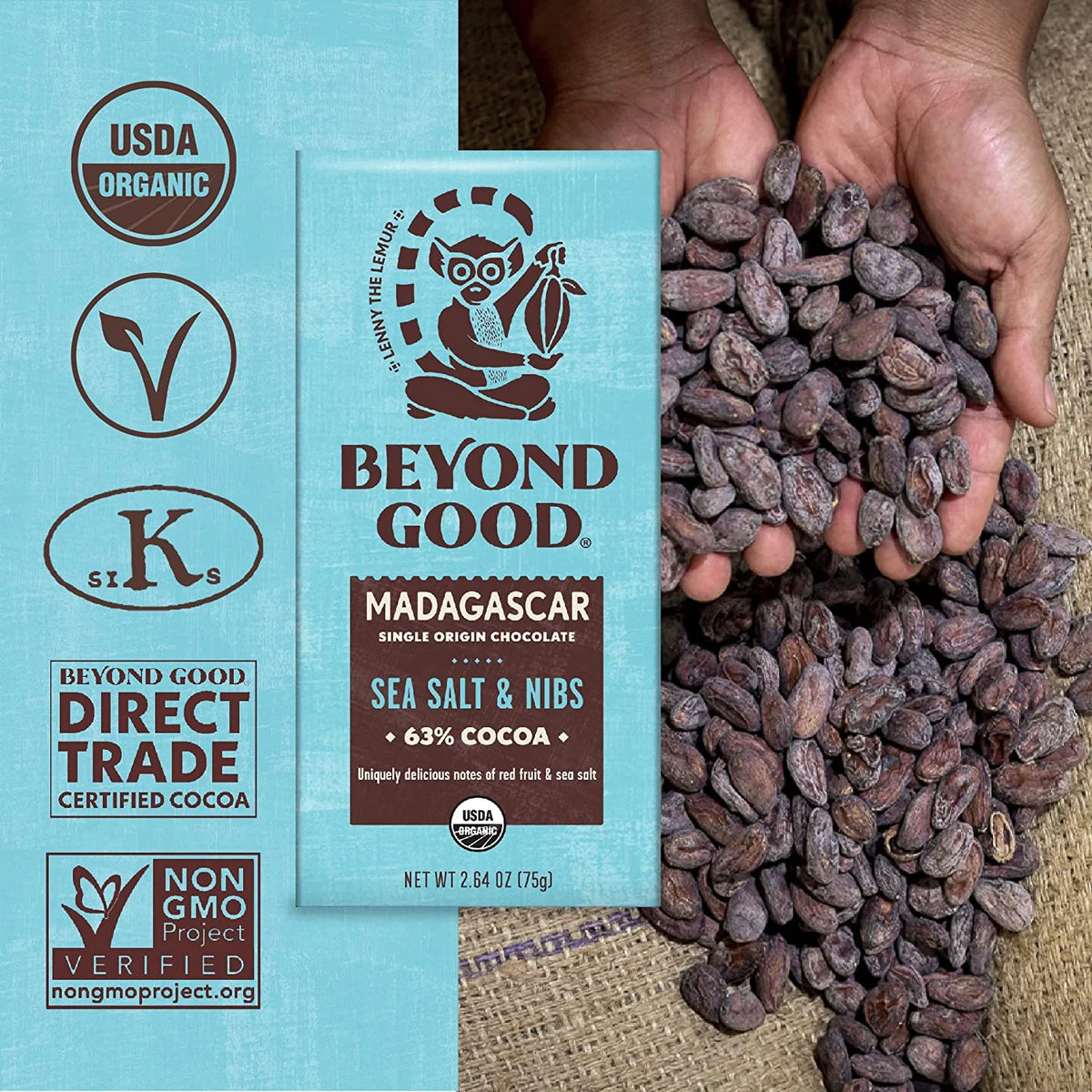 Sea Salt & Nibs Dark Chocolate Bars 10 Pack N1569