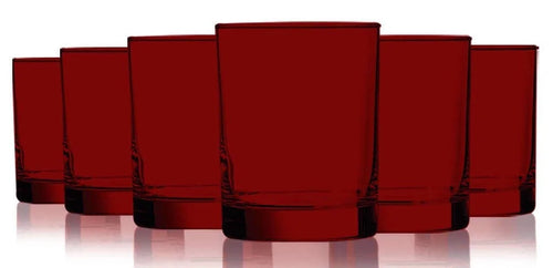 12 oz Red Double Old Fashioned Glasses Set of 6 T866092