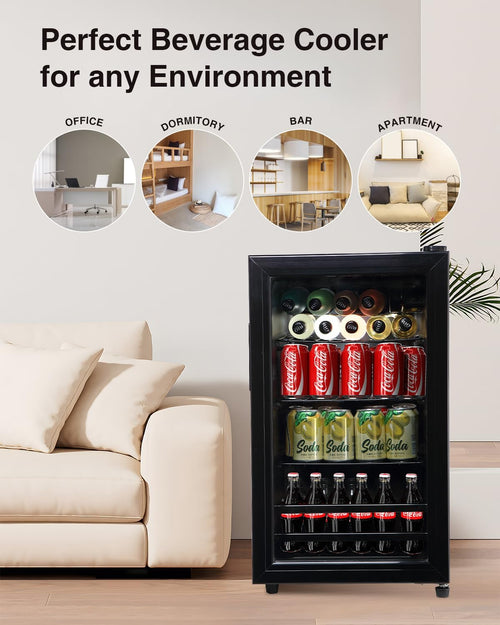 120 Can Freestanding Beverage Cooler with Glass Door G34841