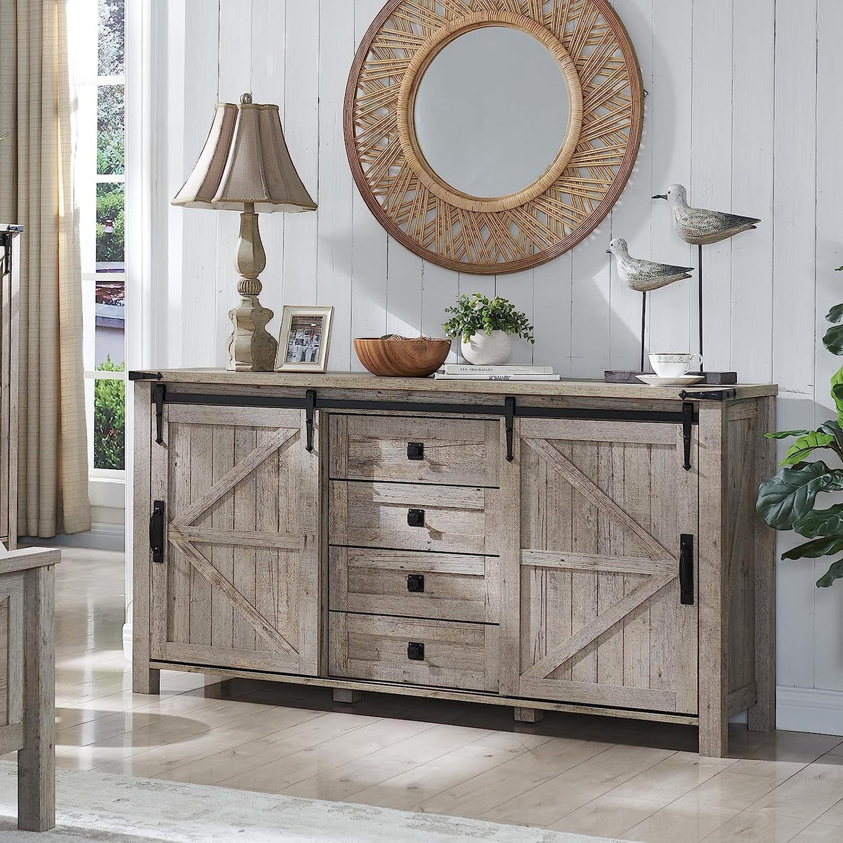 4 Drawer Light Rustic Oak Wood Dresser T838