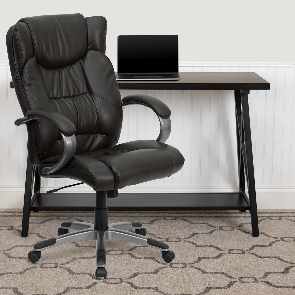 High Back Espresso Brown Executive Swivel Office Chair with Loop Arms L420986