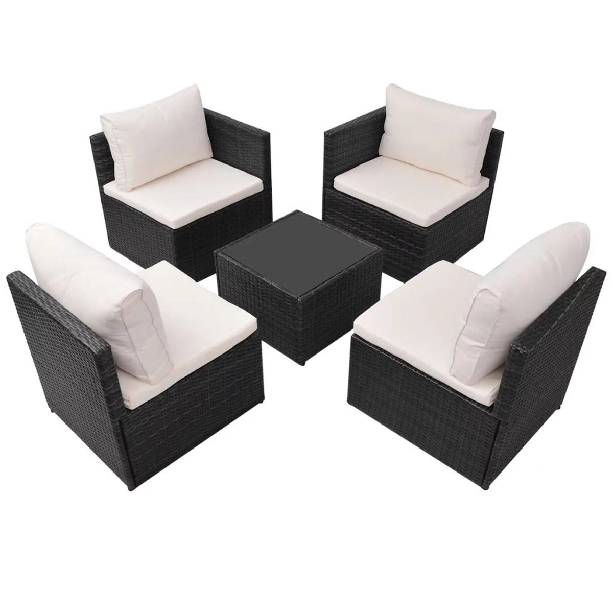 Black Poly Rattan 5 Piece Patio Set L9313