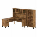 72W L Desk with Hutch and Bookcase in Fresh Walnut J241581