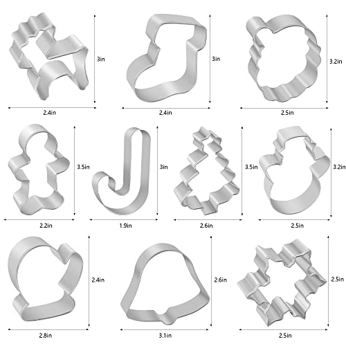10 Pc Metal Christmas Cookie Cutters P956