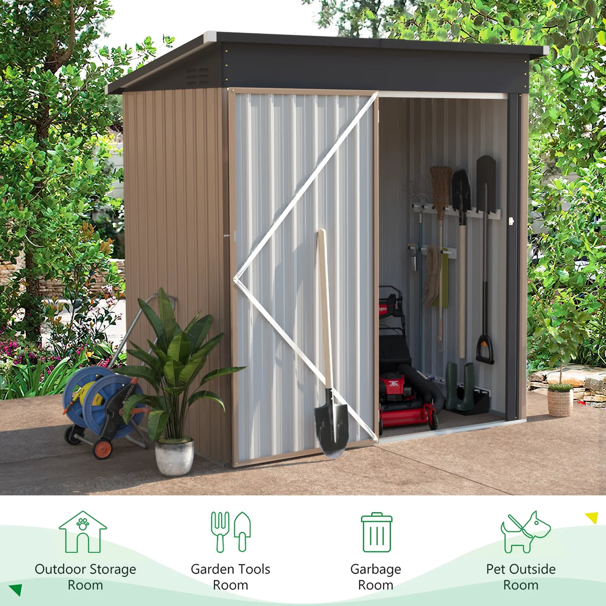 5 x 3 ft. Metal Steel Storage Shed with Sliding Roof & Lockable Door P788