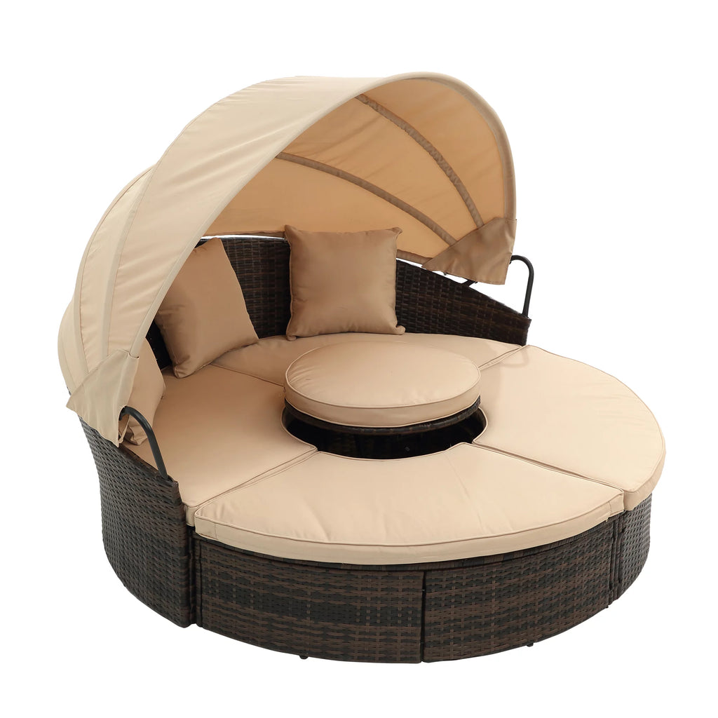 Outdoor Patio Daybed with Retractable Canopy Q505003