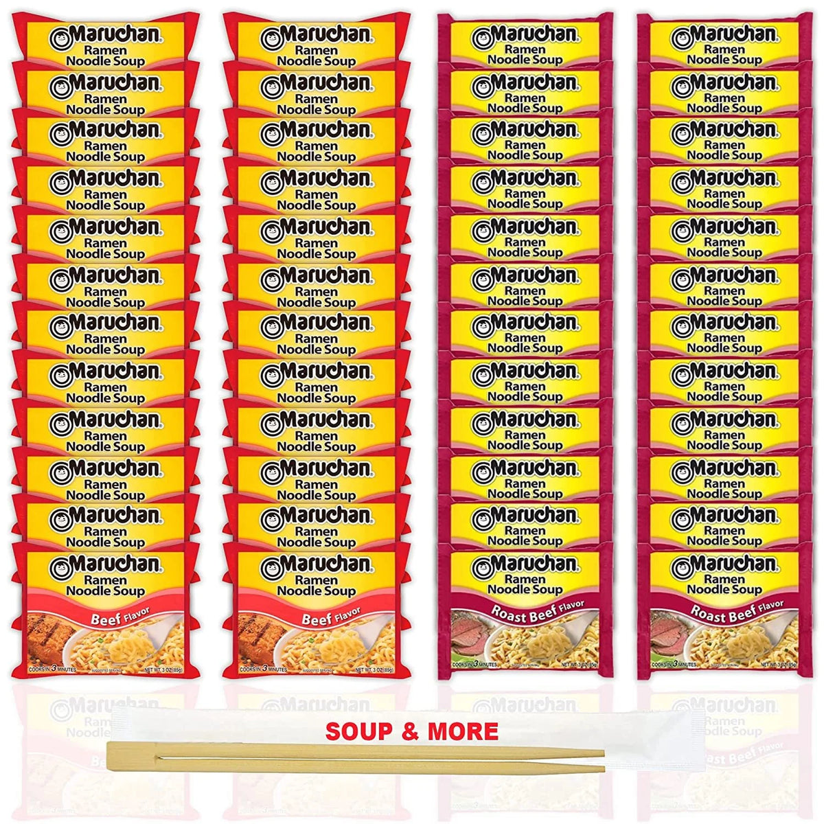 Instant Ramen Noodle Soup Variety, 2 Flavors, 48 Packs 3 Ounce Single Servings Q704