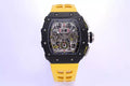 Skeleton Dial Black Bezel Yellow Rubber Strap Z1258