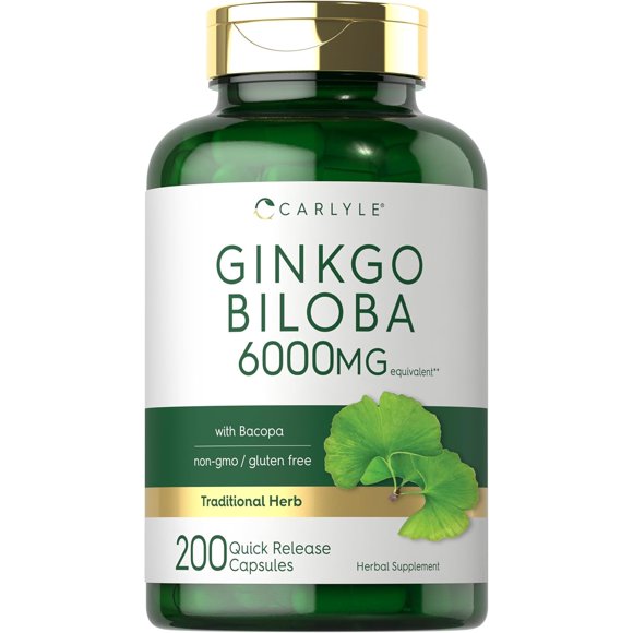 Ginkgo Biloba Capsules 6000mg 200 Count Supplement Q391083