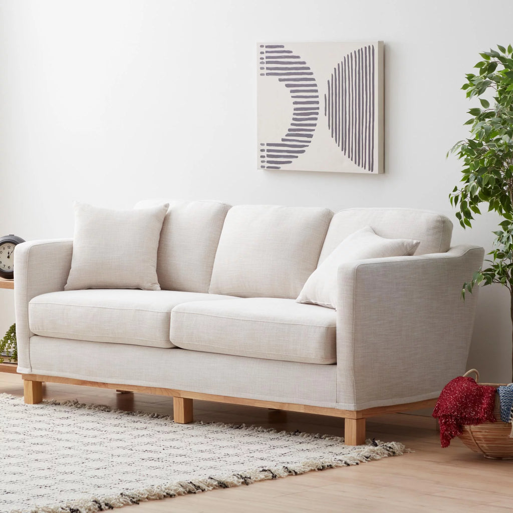 Cream Upholstered Wood Base Sofa L6485
