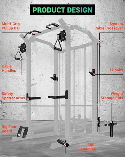 Multi-Function Power Rack with Cable Crossover System D813